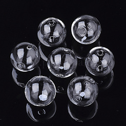 手作りの吹きガラスドームビーズ  ラウンド  透明  15.5~16x15~15.5mm  穴：1.5~2mm&nbsp;X-DH017J-1-16mm-1