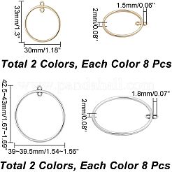 32種類のスタイルの合金製4ループコネクターチャーム2個。  丸いリング  ミックスカラー  33~43x30~39.5x2mm  8個/スタイル&nbsp;FIND-CA0005-44