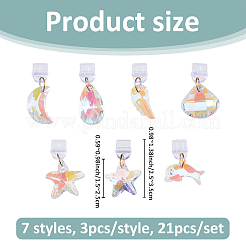 21スタイルプラスチックモバイル防塵プラグ7個  ガラスペンダント付き  混合図形  25~35mm  7スタイル  3個/スタイル  21個/セット。&nbsp;HJEW-FH00156