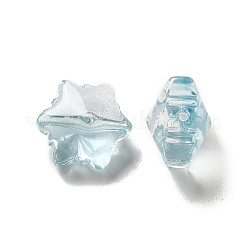 透明ガラスビーズ  クリスマススノーフレーク  アクア  11.5x10.5x7.5mm  穴：1mm&nbsp;X-GLAA-B007-01E