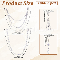 パンツ用合金チェーンベルト 2個 2スタイル  プラチナ  435~630mm  1個/スタイル&nbsp;AJEW-GF0011-94