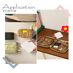 マイクロファイバー布収納バッグ4個  スクエア巾着ジュエリーバッグ  ベージュ  8x8x0.3cm&nbsp;ABAG-LP0001-18