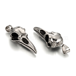 304ステンレススチール製ビッグペンダント  鳥の頭蓋骨  アンティークシルバー  56x21.5x14.5mm  穴：9x4.5mm&nbsp;STAS-H365-16