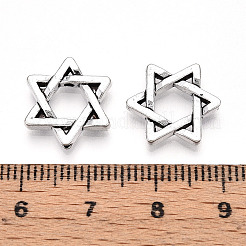 めっき合金ビーズラック  ダビデの星  アンティークシルバー  14x13x2.5mm  穴：1.2mm&nbsp;FIND-B010-02AS