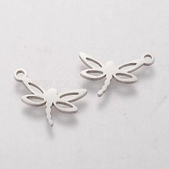 変色しにくい304ステンレススチールペンダント  トンボ  ステンレス鋼色  13x16x1mm  穴：1.5mm&nbsp;STAS-Q201-T488