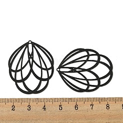スプレープリント430ステンレススチールペンダント  エッチングされた金属装飾  ブラック  花  37x30x0.3mm  穴：1.2mm&nbsp;STAS-P359-01C