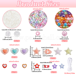 ガラスとアクリルビーズを使った携帯ストラップのDIYキット  ミックスカラー  4mm  穴：1mm&nbsp;DIY-SP0003-63