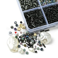 DIY ブレスレット ジュエリー作りキット  プラスチック、アクリル、ガラスビーズを含む  ミックスカラー  2~25x0.8~18.5x0.8~13mm  穴：0.6~2.3mm&nbsp;DIY-FS0005-96B