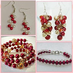 DIYジュエリー作りのパーツキット  丸いアクリルとABSプラスチックの模造真珠ビーズを含む  ミックスカラー  9.5~10x9.5~10mm  穴：2.3~2.5mm  200個/セット&nbsp;DIY-SP0005-37D