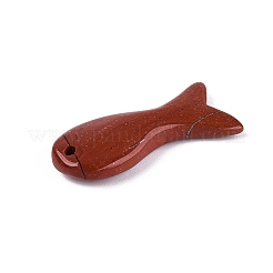 天然石レッドジャスパーペンダント  魚のチャーム  38~41x16~20x6~8mm  穴：1.6~1.8mm&nbsp;G-Q608-03B