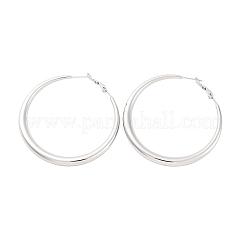 304ステンレススチールフープピアス  ステンレス鋼色  60x5mm&nbsp;EJEW-Z093-01P-02