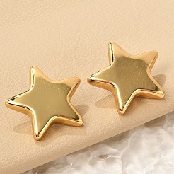 304ステンレススチールスタースタッドピアス  ゴールドカラー  32x33.5mm&nbsp;EJEW-Q011-03G