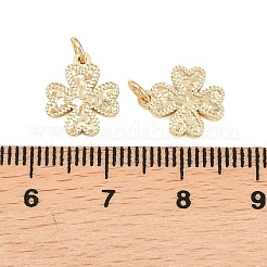 真鍮製チャーム  ラックめっき  長持ちメッキ  カドミウムフリー＆鉛フリー  18KGP本金メッキ  丸カン付き  クローバー  12x10x1.5mm  穴：2mm&nbsp;KK-Z146-09D-G