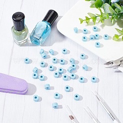 プラスチックスリーブリング100個  フラットラウンド  マニキュア機用  空色  7.5x4.5mm  穴：3mm&nbsp;FIND-OC0002-31