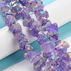 電気メッキ天然のクォーツビーズ連売り  ナゲット  紫色のメディア  3~8x9~16x9~16mm  穴：0.6mm  約71~72個/連  14.17''（36センチメートル）&nbsp;G-M412-01A-04