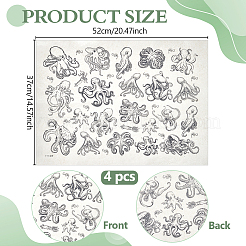 紙セラミックデカール  陶器 陶磁器 粘土転写紙  下絵花紙  タコ  520x370mm&nbsp;DIY-WH0759-24H