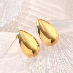 304ステンレススチールスタッドピアス  ティアドロップ  ゴールドカラー  24x15mm&nbsp;SA-CBA46AF-15G