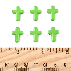 200個の不透明なアクリルビーズ  クロス  緑黄  16x12x4.5mm&nbsp;SACR-FS0001-39C