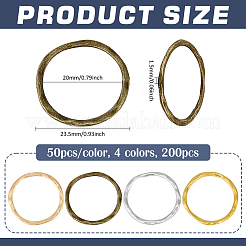 200色の亜鉛合金リンキングリング4個  テクスチャリング形状  ミックスカラー  23.5x1.5mm  内径：20mm  50個/カラー&nbsp;FIND-PH0024-08