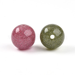 オペーク樹脂ビーズ  ラウンド  グリッターパウダー付き  ミックスカラー  15.5~16mm  穴：2~2.5mm&nbsp;RESI-N042-16mm-15