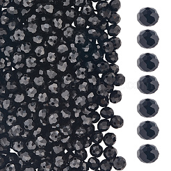 オペークソリッドカラーガラスビーズ連売り  多面カット  ロンデル  ブラック  6x5mm  穴：1mm  1連/セット&nbsp;EGLA-LT0001-04B