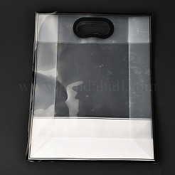 長方形の透明なビニール袋  ハンドル付き  買い物の為  工芸  贈り物  ブラック  40x30cm  10個/袋&nbsp;ABAG-M002-04F