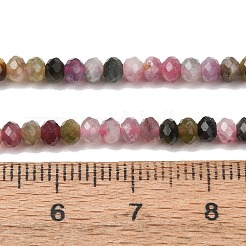 天然のマルチカラートルマリンビーズ連売り  ロンデル  ファセットビーズ  3.5x2.5mm  穴：0.6mm  約149個/連  19.41''（49.3cm）〜15.75''（40cm）&nbsp;G-D110-E02-06