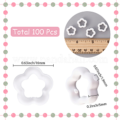 100個の不透明なアクリルビーズ  花  ホワイト  16x5mm  穴：1.9mm&nbsp;MACR-SC0002-25