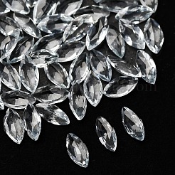 ファセットカットの天然アクアマリンカボション  後ろ向き  馬の目  3x1.5x1mm&nbsp;G-I295-05C-21C
