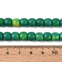 合成ターコイズビーズ連売り  バレル  染め  グリーン  6.5~7x7.5~8mm  穴：1mm  約54個/連  14.96インチ（38cm）&nbsp;G-N352-24B-01