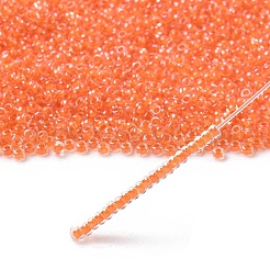 MIYUKIラウンドロカイユビーズ  日本製シードビーズ  11/0  （rr236)オレンジライニングクリスタル  11/0  2x1.3mm  穴：0.8mm  約1111個/10g&nbsp;X-SEED-G007-RR0236