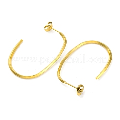 イオンプレーティング（IP）304ステンレススチールオーバルスタッドピアス  18KGP本金メッキ  40x27x1.8mm&nbsp;EJEW-K295-02G