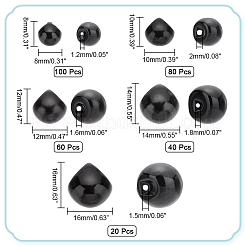 300種類の樹脂製模造パールボタン5個  キノコボタン  ブラック  8~16x8~16mm  穴：1.2~2mm&nbsp;RESI-PH0002-13