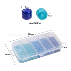 1900個5色ベーキングペイントガラスシードビーズ  8/0  ミックスカラー  3~3.5mm  穴：1~1.2mm  18グラム  約380PCS /カラー&nbsp;SEED-YW0001-76C