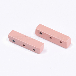 スプレー塗装合金マルチ連リンク  タイル弾性ブレスレット作り用  直方体の  ライトコーラル  16x4x4mm  穴：1.2mm&nbsp;PALLOY-T068-06-09