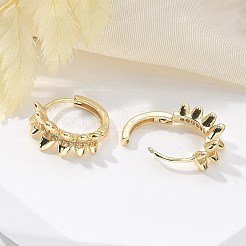 真鍮クリアキュービックジルコニアフープピアス  リング  18KGP本金メッキ  15.5x15.5x6mm&nbsp;EJEW-Q014-24G