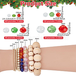 クリスマスガラスビーズ連売り1920個、4スタイル  多面カット  ロンデル  ミックスカラー  2.3~8x2~6mm  穴：0.4~1mm&nbsp;EGLA-PH0001-94