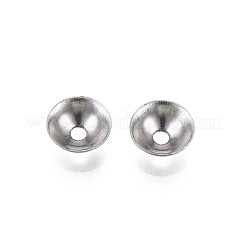 変色しない304ステンレススチールビーズキャップ  花弁のない  半円  ステンレス鋼色  6x2mm  穴：1.4mm&nbsp;STAS-S057-48B-P