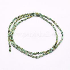 天然石アフリカンターコイズビーズ連売り  多面カット  ラウンド  3mm  穴：0.5mm  約119個/連  38cm&nbsp;G-F509-29-3mm