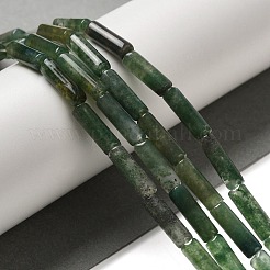 天然石モスアゲートビーズ連売り  コラム  13~14x4~4.5mm  穴：1.2mm  約14個/連  7.48''（19センチメートル）&nbsp;G-U010-A07-01