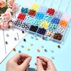600 個 24 色不透明アクリルビーズ  ラウンド  ミックスカラー  7~8mm  穴：1.5~2mm  25個/カラー&nbsp;MACR-YW0003-26
