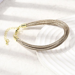 女性用ポリエステルブレスレット  多連ブレスレット  ゴールドカラー  ミックスカラー  7.24インチ（18.4cm）&nbsp;BJEW-H642-02G