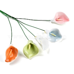 鉄製の茎が付いた陶器製のカラーリリーの花茎  花瓶や家の装飾に使える装飾的な造花ピック  ミックスカラー  285~290mm&nbsp;PR-CBAD4A8-02