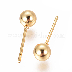 304ステンレススチールボールスタッドピアス  低刺激性のイヤリング  ゴールドカラー  16x5mm  ピン：0.8mm&nbsp;EJEW-F237-01C-G