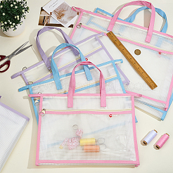6個 6スタイル長方形PVCファイルポケット  ジッパーと紙付き  ミックスカラー  245~340x340~450x60mm  1個/スタイル&nbsp;ABAG-GO0001-04