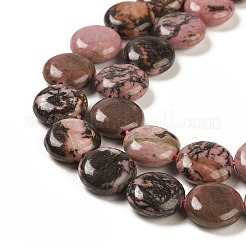 天然石ロードナイトビーズ連売り  フラットラウンド  14.6~15.5x6~6.5mm  穴：0.8mm  約27個/連  15.59''~15.87''（39.6~40.3センチメートル）&nbsp;G-M403-C15