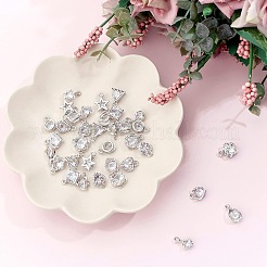 混合形状合金チャーム  キュービックジルコニア付き  透明  プラチナ  11~14x7~11x5~6mm  穴：1~1.5mm  100個/箱&nbsp;ZIRC-SC0001-04P