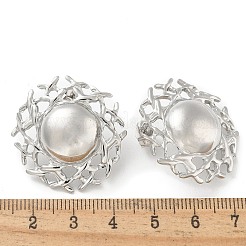 304ステンレススチール製フラットラウンドスタッドピアス（女性用）  ステンレス鋼色  29.5x29mm&nbsp;EJEW-M089-05P