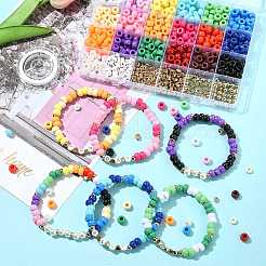 DIYブレスレット作りキット  プラスチックビーズを含む  伸縮性のある糸  アクリルビーズ  ミックスカラー  9x6mm  穴：3.8mm&nbsp;DIY-FS0009-90