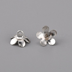 真鍮ビーズキャップペンダントベイル  グローブガラスバブルカバーペンダント作り用  花  銀  5x8.5mm  穴：1.4mm&nbsp;KK-WH0044-54S
